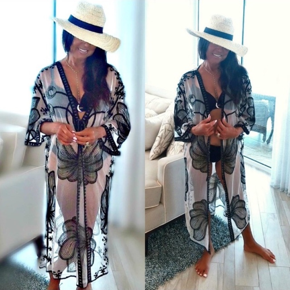 Jessica Taylor beach cover up maxi kimono OS